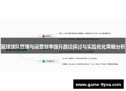 篮球球队管理与运营效率提升路径探讨与实践优化策略分析